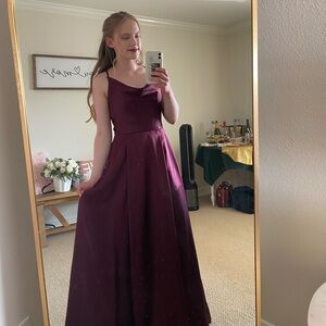 Charmeuse Cowl Dress with Lace-Up Back